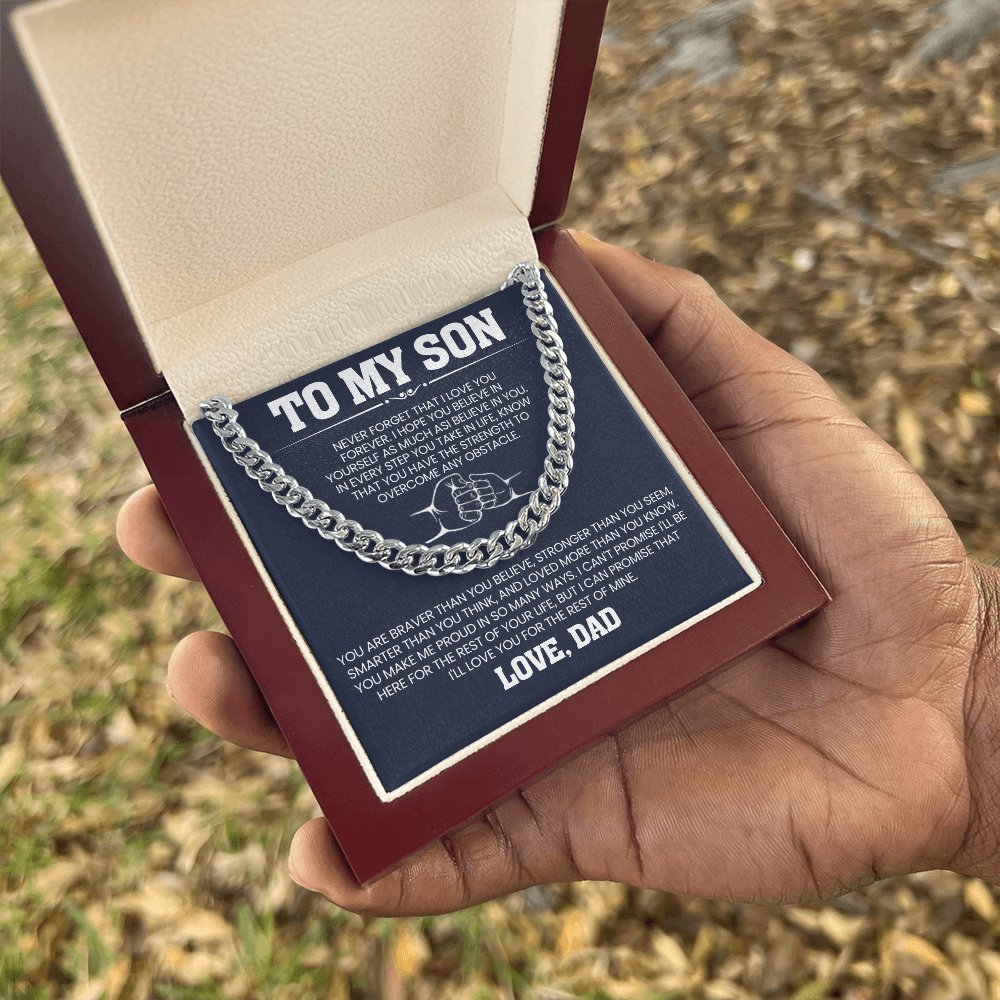 Gift for Son from Dad Cuban Link Necklace – Forever Love & Strength Gift