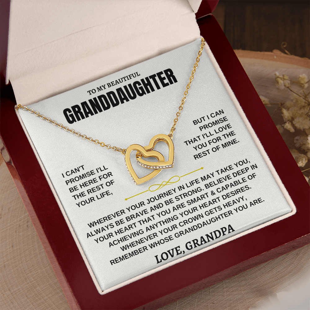 Granddaughter Necklace from Grandpa - Interlocking Hearts CZ Pendant Gift
