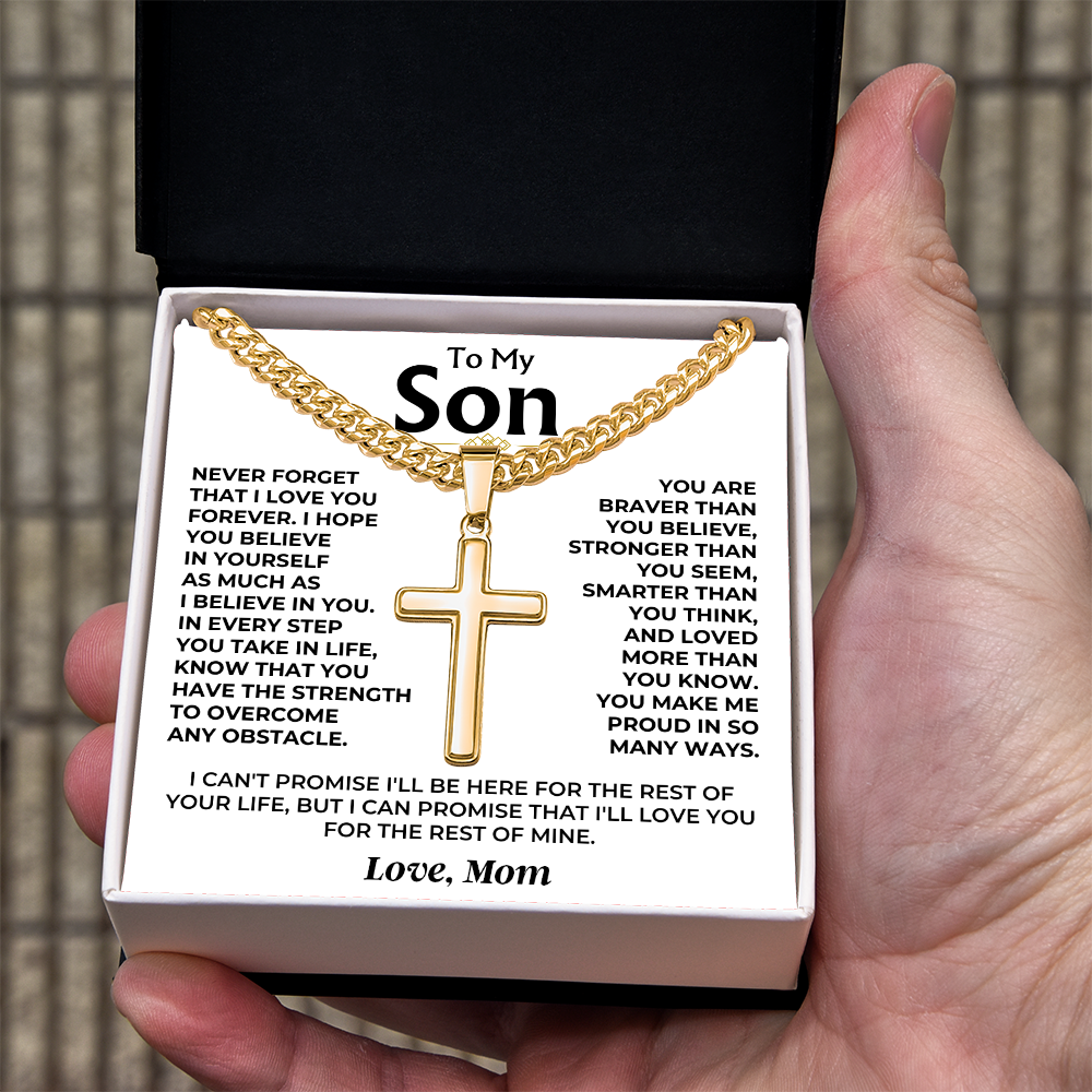 To My Son Cross Necklace – Forever Love & Faith from Mom