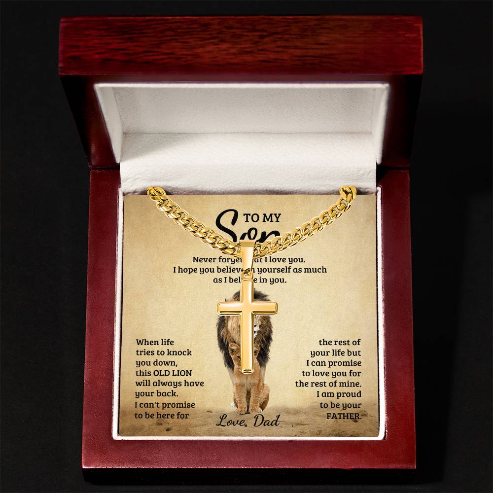 To My Son Cross Necklace – Love, Dad | Old Lion Strength