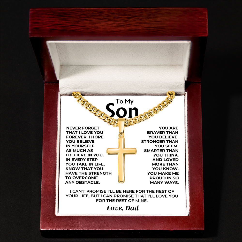 To My Son – Courage & Faith Cross Necklace from Dad