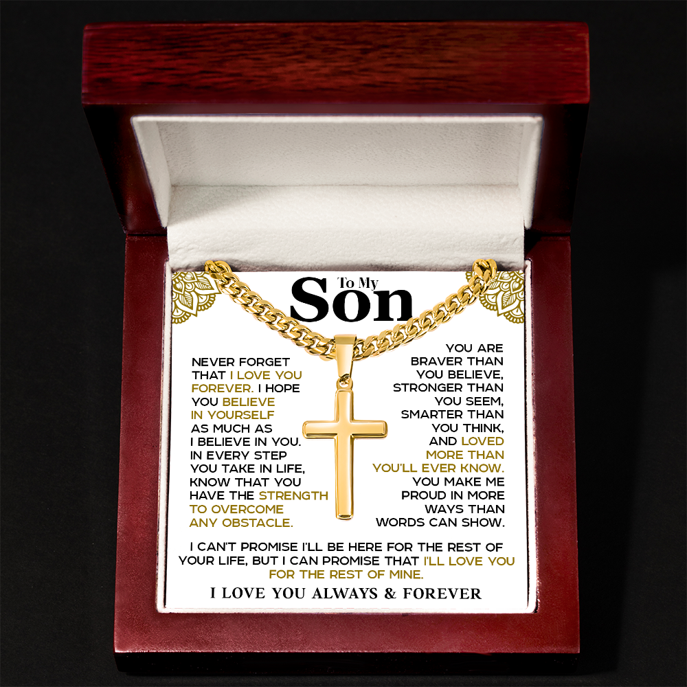 Gift for Son Cross Necklace – Love You Always & Forever from Parent