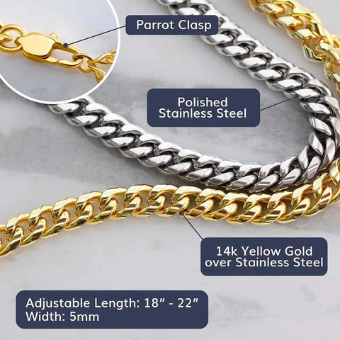 To My Son Proud Dad Love Cuban Link Chain Gift