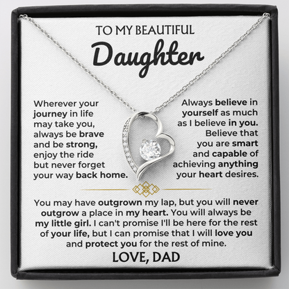 Forever Love Necklace for Daughter from Dad – My Beautiful Daughter Always Remember Home