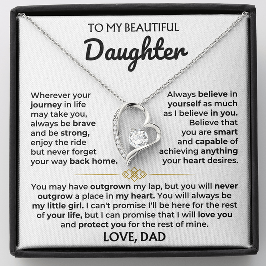 Forever Love Necklace for Daughter from Dad – My Beautiful Daughter Always Remember Home