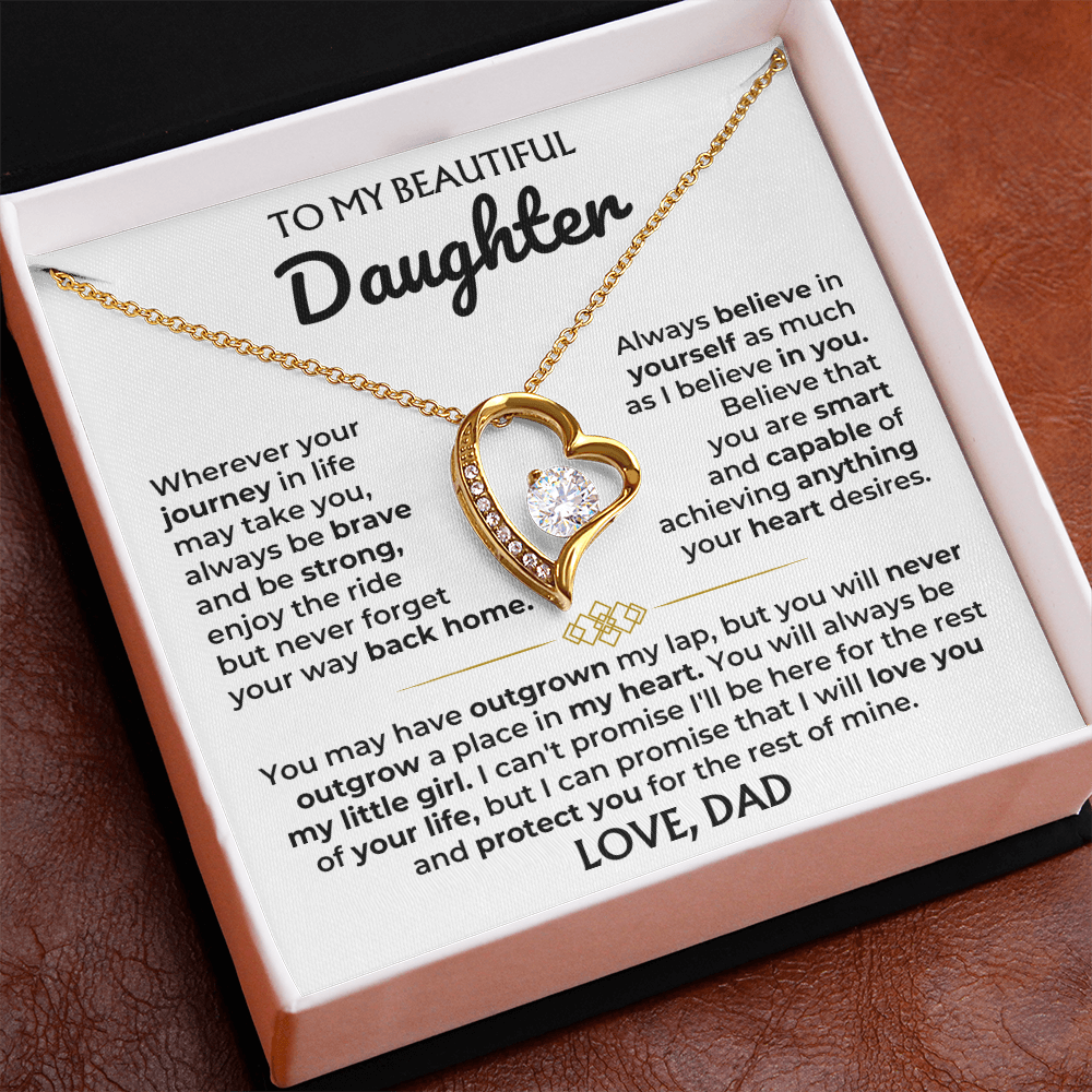 Forever Love Necklace for Daughter from Dad – My Beautiful Daughter Always Remember Home
