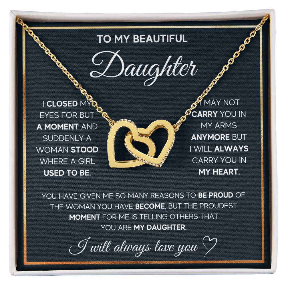 To My Beautiful Daughter Interlocking Hearts Necklace | Gift for Daughter from Mom