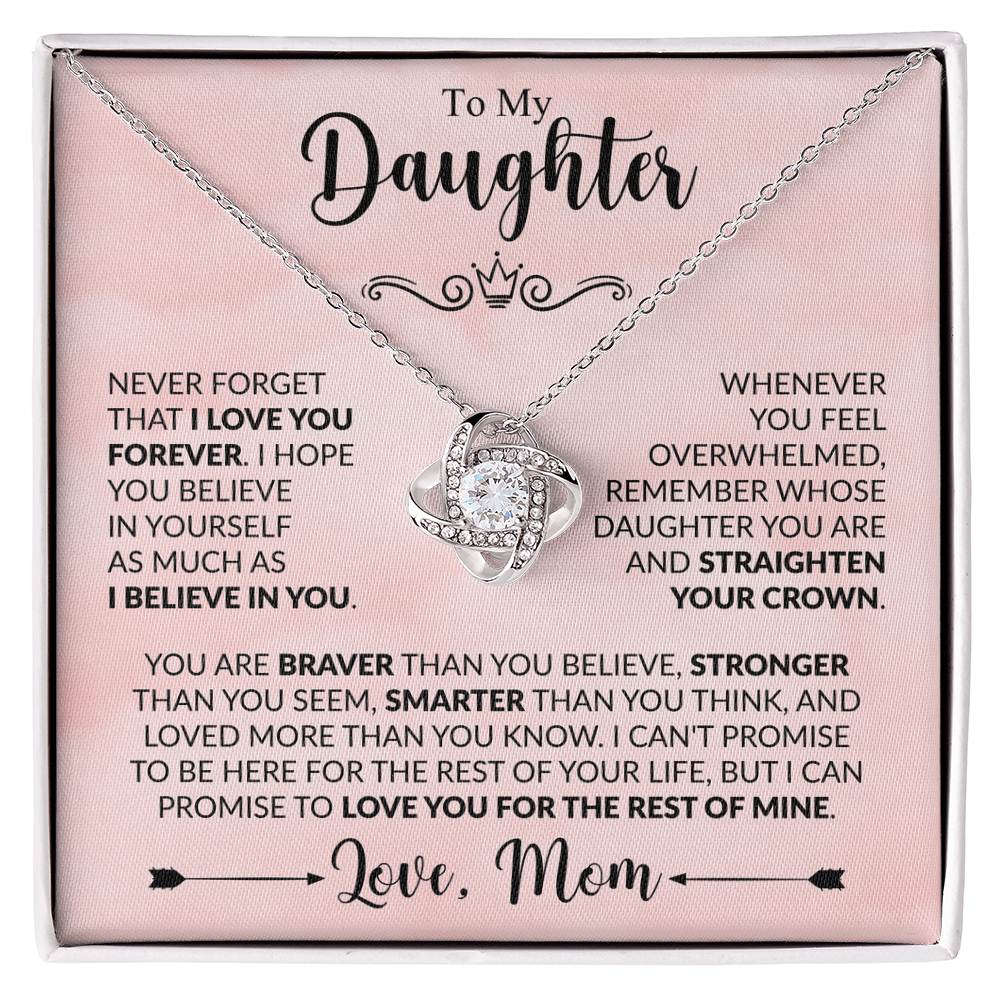 Love Knot Necklace for Daughter from Mom – Forever Loved Inspirational Keepsake Gift