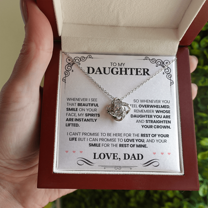 Father Daughter Necklace – Love Knot Gift with Inspirational Message Card from Dad
