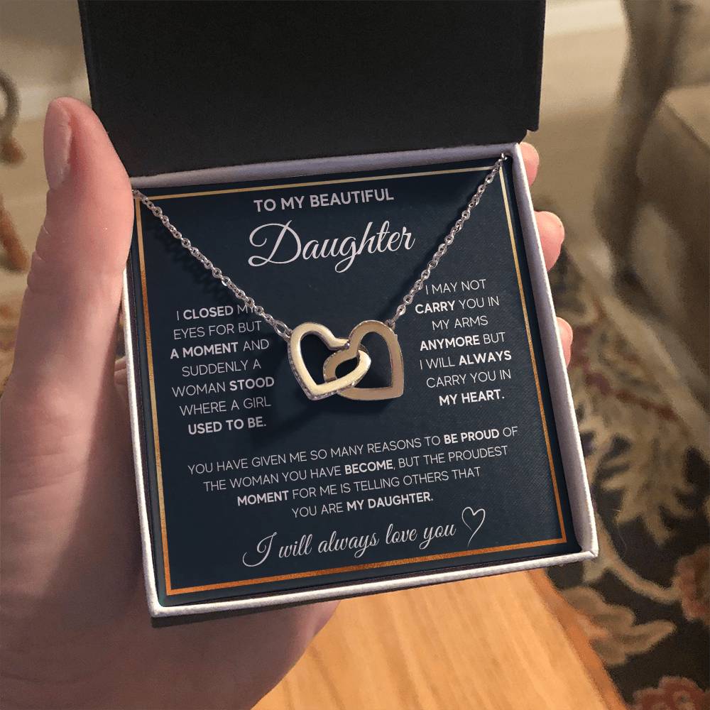 To My Beautiful Daughter Interlocking Hearts Necklace | Gift for Daughter from Mom