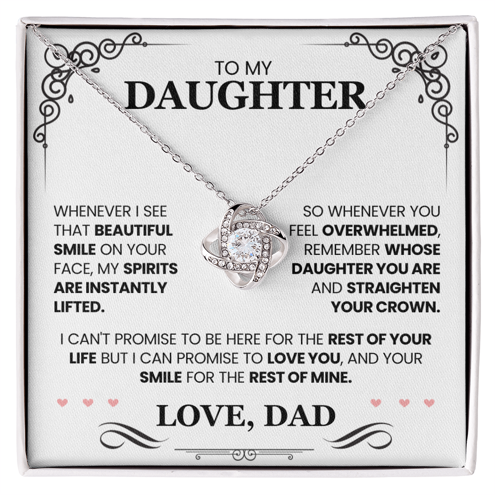 Father Daughter Necklace – Love Knot Gift with Inspirational Message Card from Dad