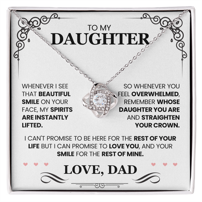 Father Daughter Necklace – Love Knot Gift with Inspirational Message Card from Dad