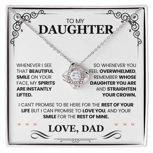Father Daughter Necklace – Love Knot Gift with Inspirational Message Card from Dad