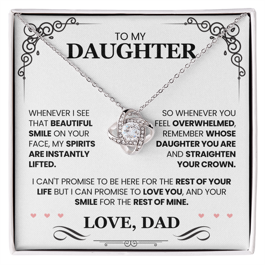 Father Daughter Necklace – Love Knot Gift with Inspirational Message Card from Dad