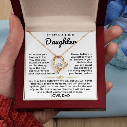 Forever Love Necklace for Daughter from Dad – My Beautiful Daughter Always Remember Home