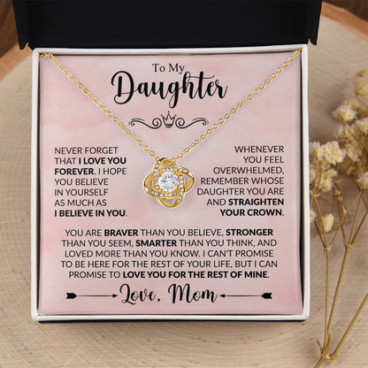 Love Knot Necklace for Daughter from Mom – Forever Loved Inspirational Keepsake Gift
