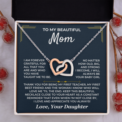 Christmas Gift for Mom from Daughter Elegant Heart Necklace 