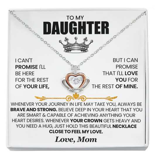 Crown Pendant Necklace for Daughter from Mom – Brave & Forever Loved Gift
