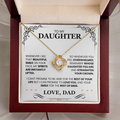 Father Daughter Necklace – Love Knot Gift with Inspirational Message Card from Dad