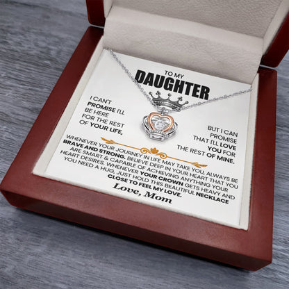 Crown Pendant Necklace for Daughter from Mom – Brave & Forever Loved Gift