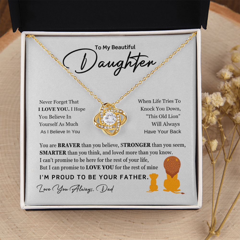 Father to Beautiful Daughter Necklace | Love Knot Gift of Love