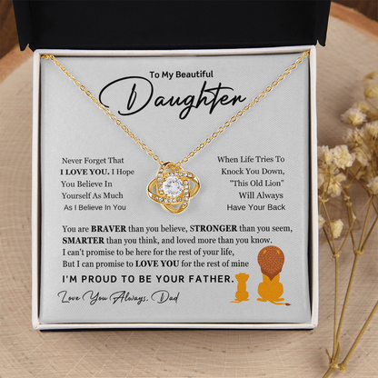Father to Beautiful Daughter Necklace | Love Knot Gift of Love