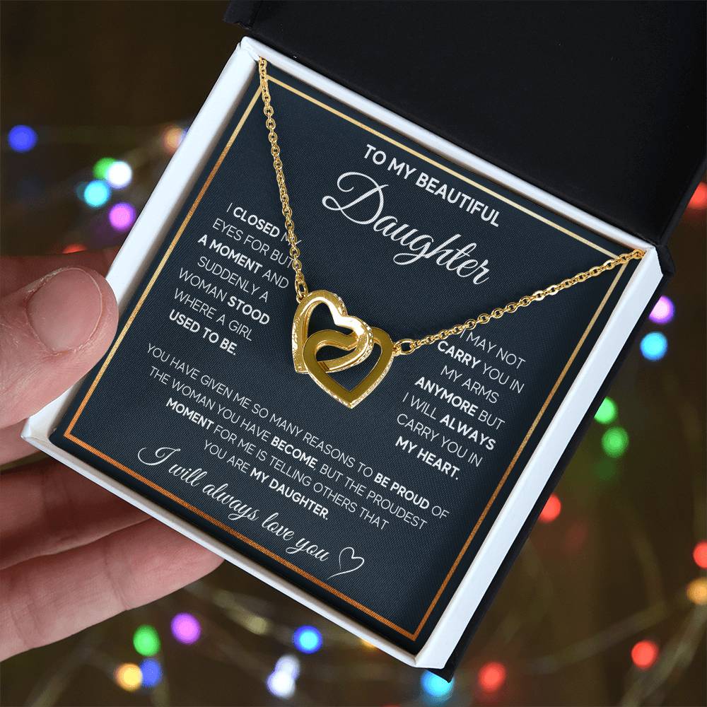 To My Beautiful Daughter Interlocking Hearts Necklace | Gift for Daughter from Mom