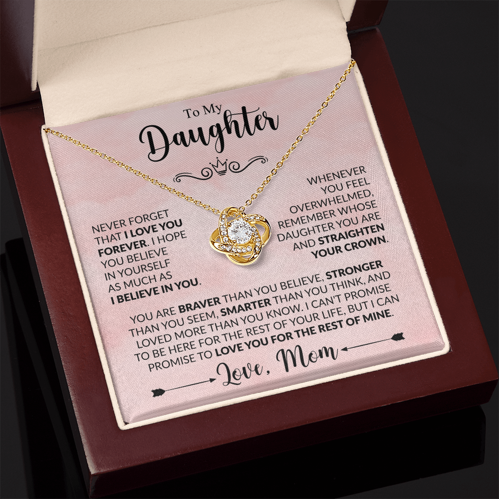 Love Knot Necklace for Daughter from Mom – Forever Loved Inspirational Keepsake Gift