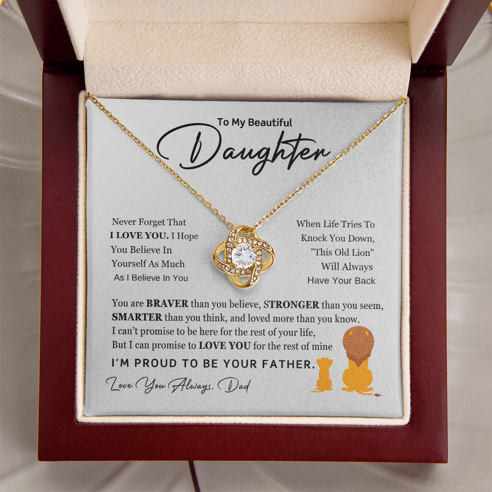 Father to Beautiful Daughter Necklace | Love Knot Gift of Love