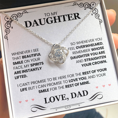 Father Daughter Necklace – Love Knot Gift with Inspirational Message Card from Dad