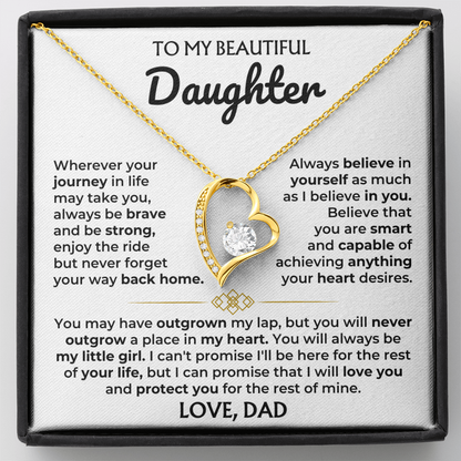 Forever Love Necklace for Daughter from Dad – My Beautiful Daughter Always Remember Home