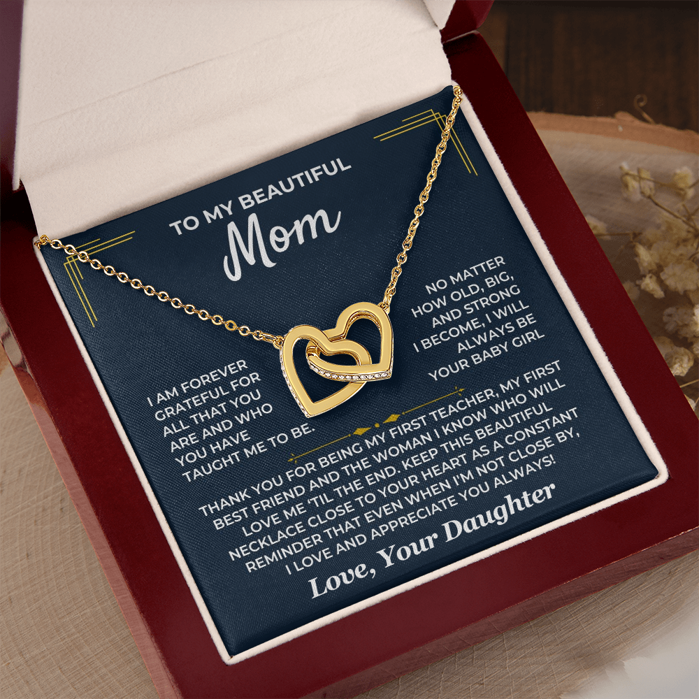 Gift for Mom from Daughter Jewelry Keepsake with Interlocking Hearts Necklace