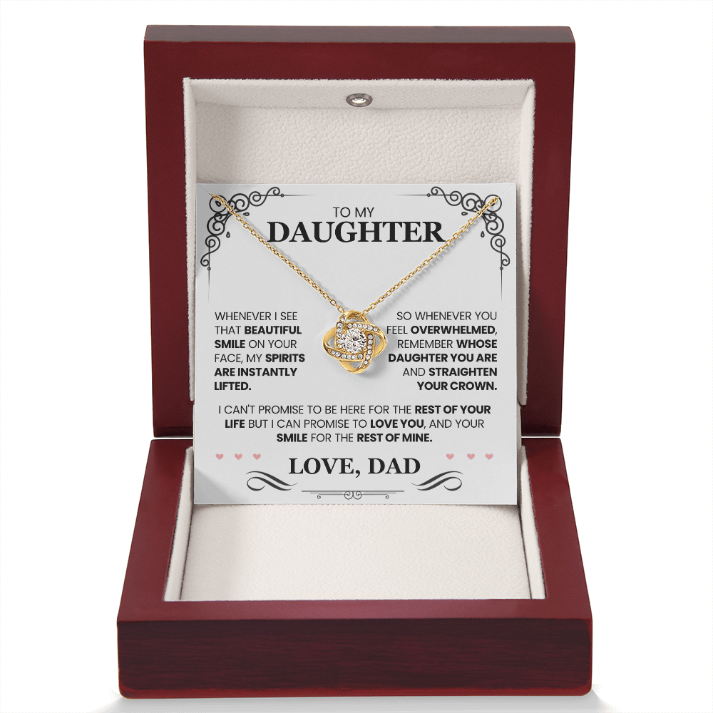 Father Daughter Necklace – Love Knot Gift with Inspirational Message Card from Dad
