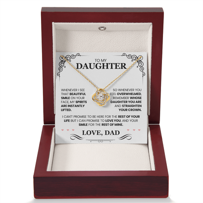 Father Daughter Necklace – Love Knot Gift with Inspirational Message Card from Dad