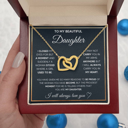 To My Beautiful Daughter Interlocking Hearts Necklace | Gift for Daughter from Mom