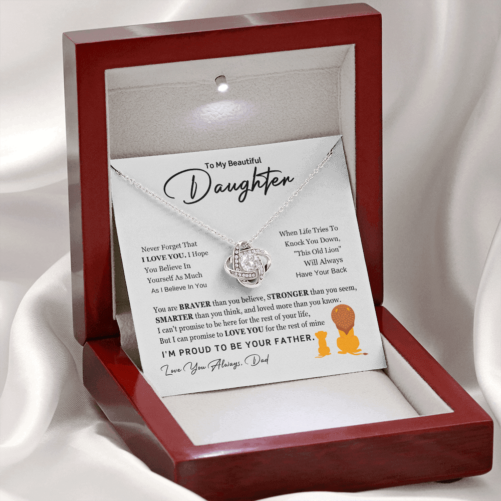 Father to Beautiful Daughter Necklace | Love Knot Gift of Love