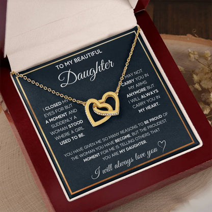 To My Beautiful Daughter Interlocking Hearts Necklace | Gift for Daughter from Mom