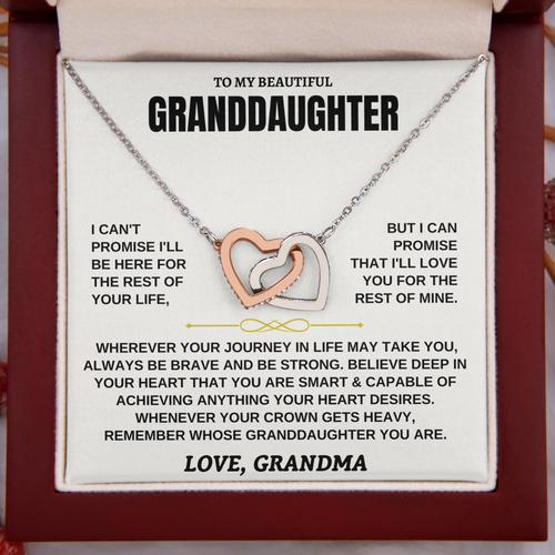 To My Granddaughter – Be Brave Interlocking Hearts Necklace