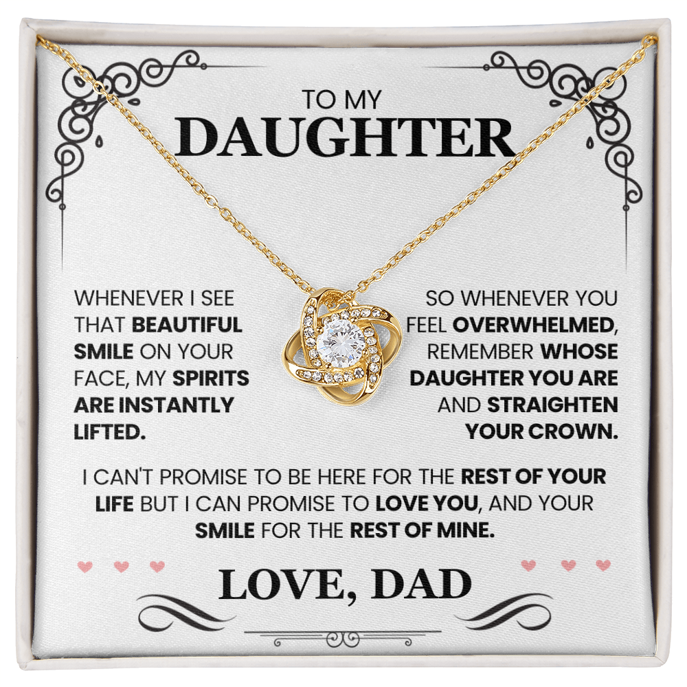 Father Daughter Necklace – Love Knot Gift with Inspirational Message Card from Dad