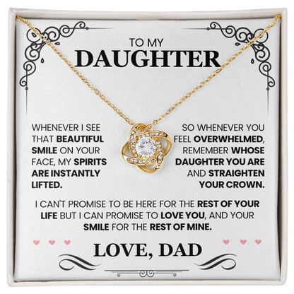 Father Daughter Necklace – Love Knot Gift with Inspirational Message Card from Dad