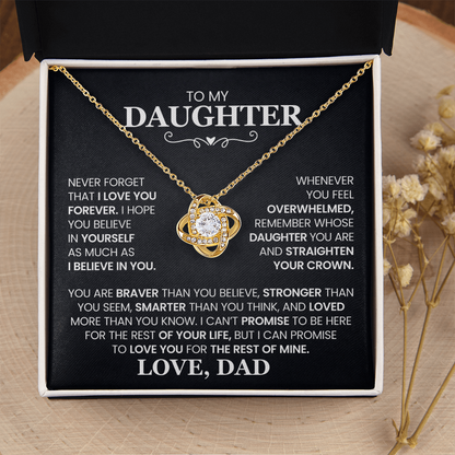 Love Knot Necklace for Daughter from Dad – Forever Love Inspirational Gift