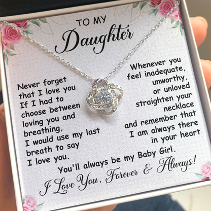 Gift for Daughter – Love Knot Necklace with Heartfelt Message Card | Forever & Always