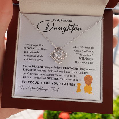 Father to Beautiful Daughter Necklace | Love Knot Gift of Love