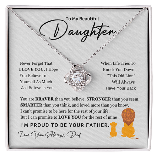 Father to Beautiful Daughter Necklace | Love Knot Gift of Love