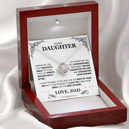 Father Daughter Necklace – Love Knot Gift with Inspirational Message Card from Dad