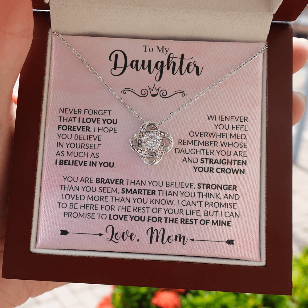 Love Knot Necklace for Daughter from Mom – Forever Loved Inspirational Keepsake Gift