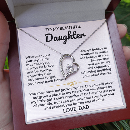 Forever Love Necklace for Daughter from Dad – My Beautiful Daughter Always Remember Home