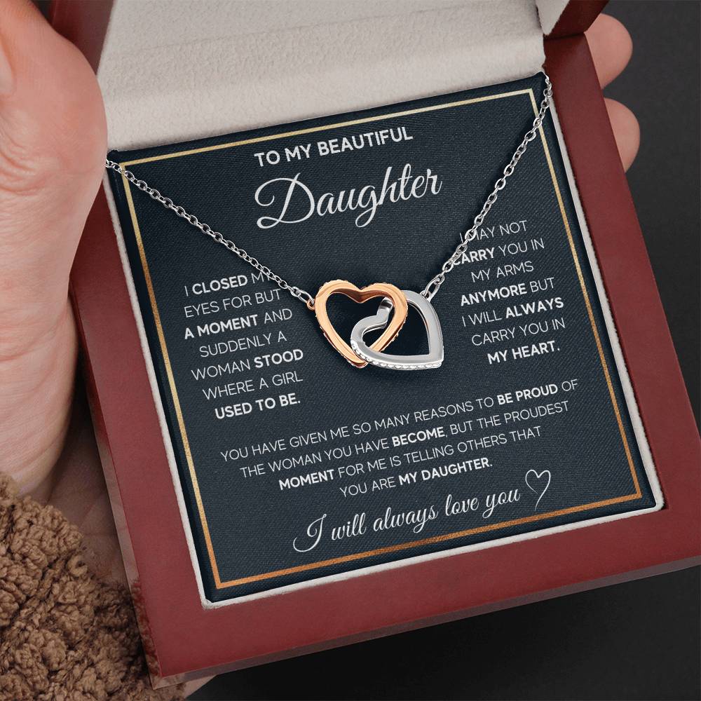 To My Beautiful Daughter Interlocking Hearts Necklace | Gift for Daughter from Mom
