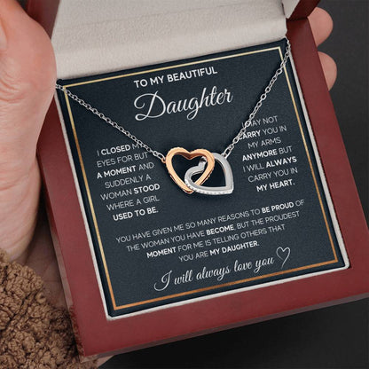 To My Beautiful Daughter Interlocking Hearts Necklace | Gift for Daughter from Mom