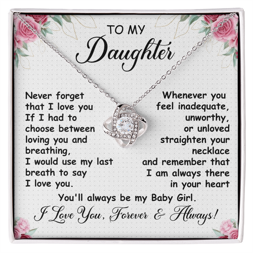 Gift for Daughter – Love Knot Necklace with Heartfelt Message Card | Forever & Always